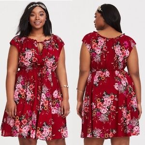 Torrid Red Floral Challis Mini Dress - Size 2x